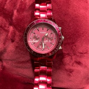 Women’s Red Fossil Boyfriend Watch